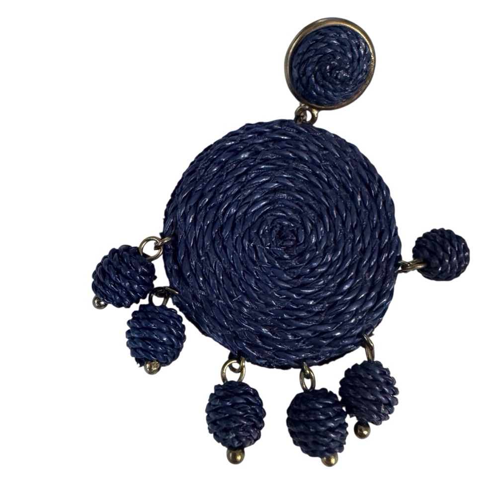 ❌❌❌❌❌Chicos NWT $35 Navy Blue Boho Western Group Beaded Circular Dangle Earrings - Picture 2 of 6